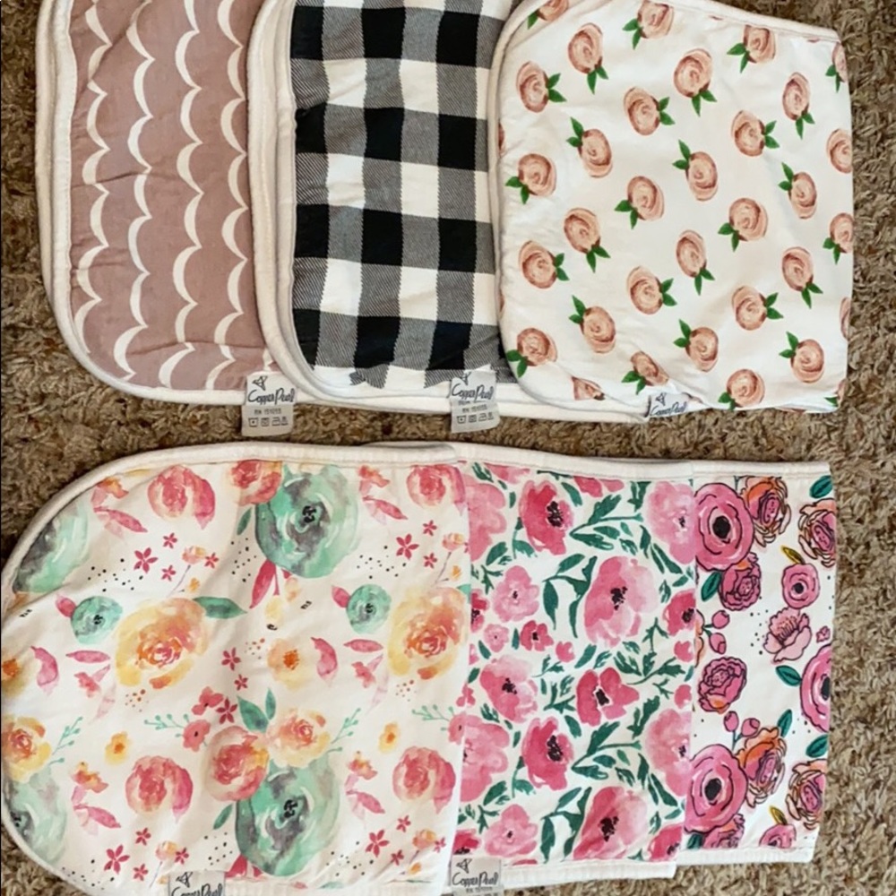 Set of 6 copper pearl burp cloths